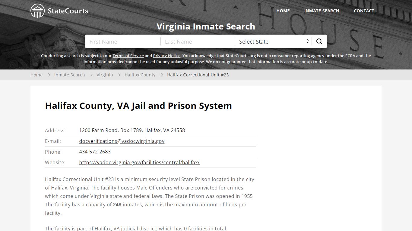 Halifax County, VA Jail and Prison System - State Courts